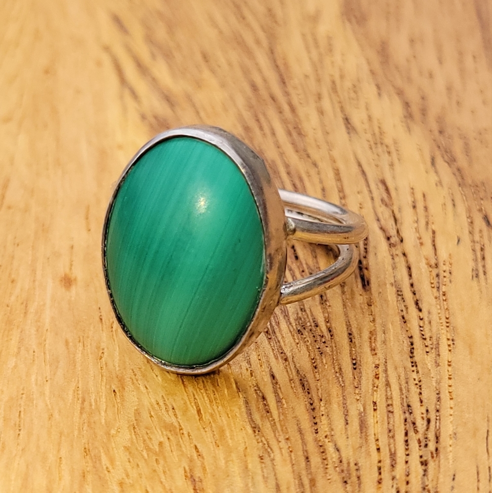 Malachite Sterling Silver Ring size 7